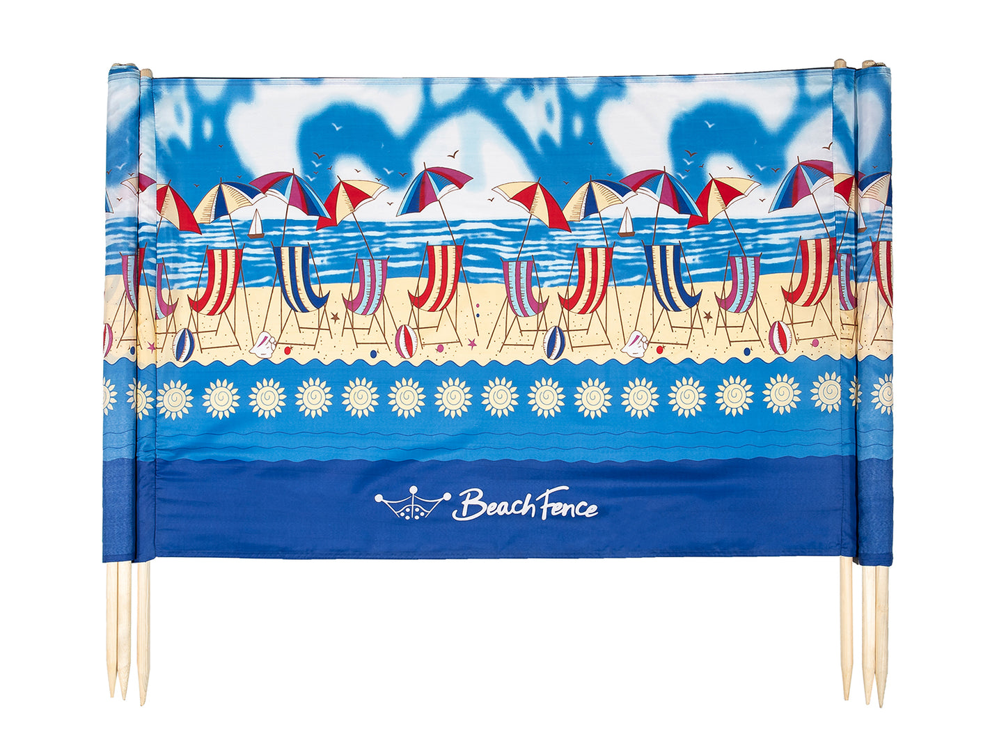 BEACH FENCE - Beach Scene - 20 ft Beach Windscreen with Mallet & Carry Bag