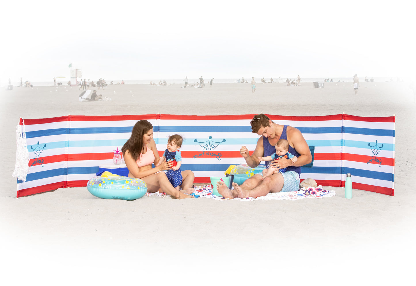 ROYAL RED - 20 ft Beach Windscreen, Rubber Mallet and Carry Bag Included