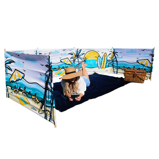 BEACH SCAPE - 20 ft Beach Windscreen, Rubber Mallet and Carry Bag Included