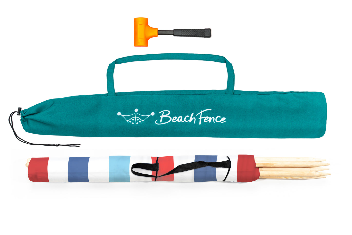 BEACH FENCE 20 ft Premium Beach Windscreen, Privacy Screen, Wind Blocker - Royal Red, Free Rubber Mallet and Carry Bag Included