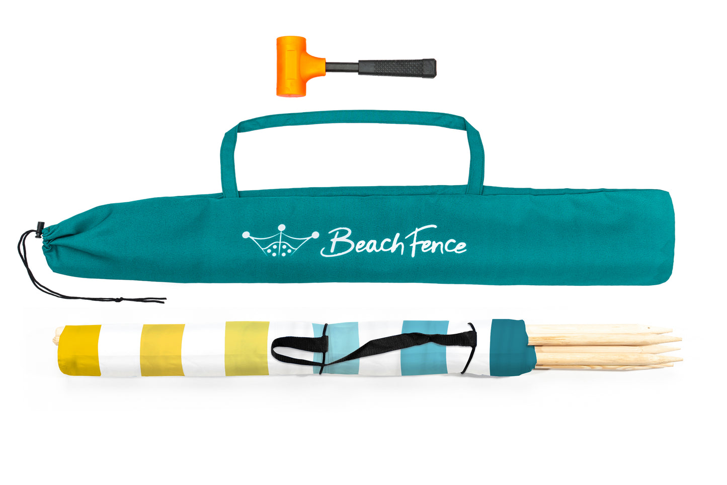 BEACH FENCE 20 ft Premium Beach Windscreen, Privacy Screen, Wind Blocker - Tahitian Sunset, Free Rubber Mallet and Carry Bag Included
